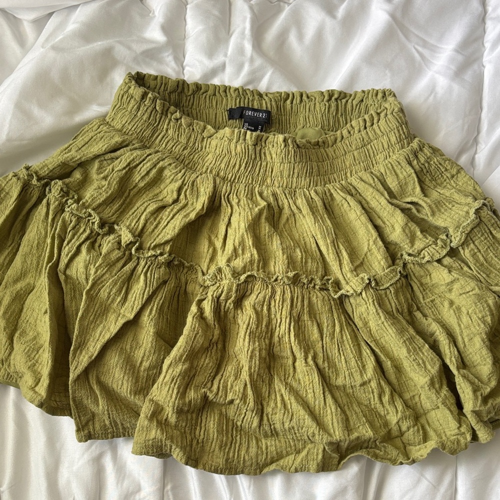 Forever 21 Textured Green Mini Skirt